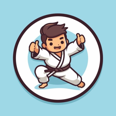 Cartoon karate doodle. Vector illustration in cartoon style