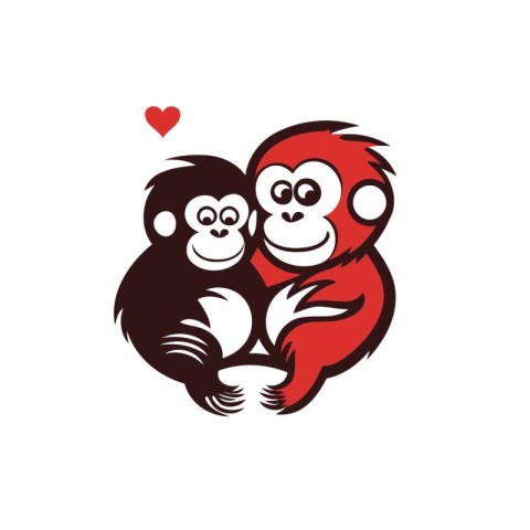 Chimpanzee and monkey vector logo design template. Symbol of lov