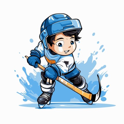 Cartoon hockey player. Vector illustration of a cartoon hockey p