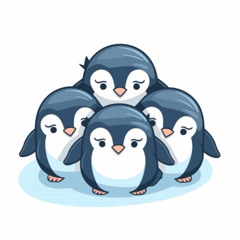 Penguin family. Cute cartoon penguins. Vector illustration.