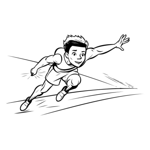 Athlete running. Black and white vector illustration for your de