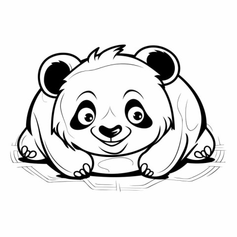 Black and White Cartoon Illustration of Cute Panda Animal Charac