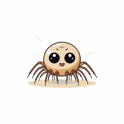 Cute cartoon spider. Vector illustration. Isolated on white back