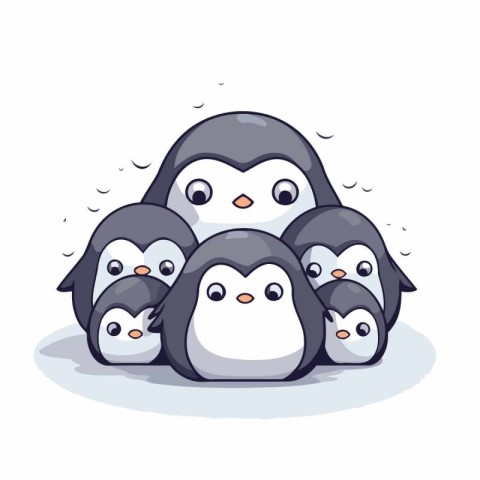 Penguin family. Cute cartoon character. Vector illustration.