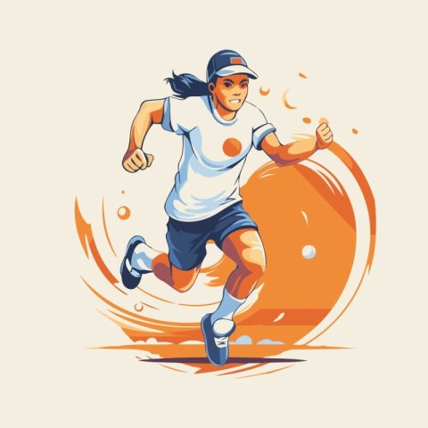 Running man. Vector illustration of a sporty male runner running