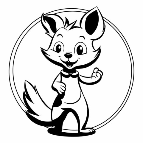 Cute cartoon fox on white background. Vector clip art illustrati