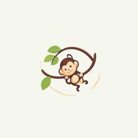 Cute monkey logo. Vector illustration of a cute monkey vector lo