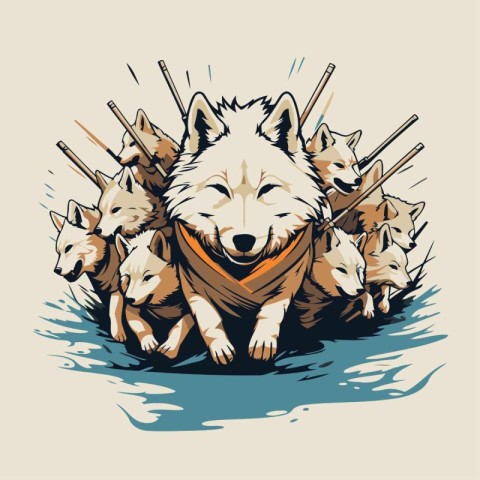 Samoyed hunting club. Vector illustration for t-shirt print.