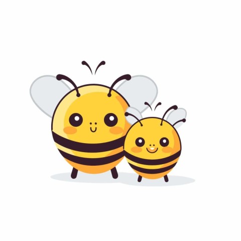 Cute cartoon bee. Vector illustration isolated on a white backgr