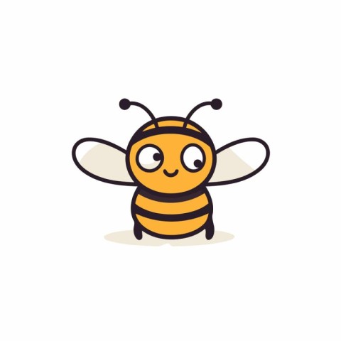 Cute cartoon bee. Vector illustration. Isolated on white backgro