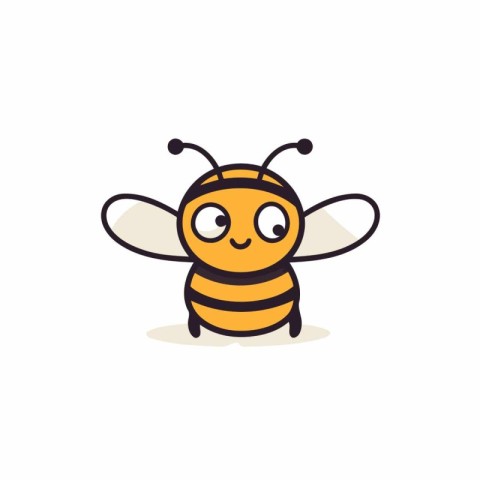Cute cartoon bee. Vector illustration. Isolated on white backgro