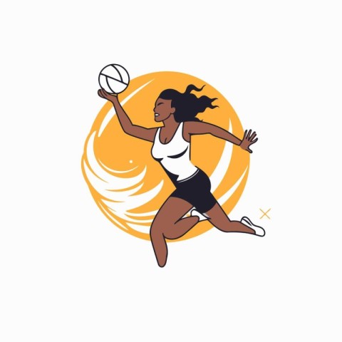 Volleyball player woman in action vector Illustration on a white