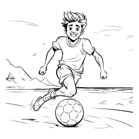 Soccer player kicking the ball. Vector illustration ready for vi