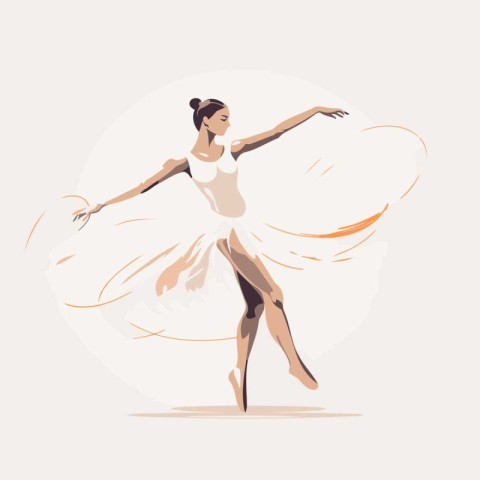 Young ballerina in a white tutu. Vector illustration.