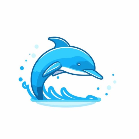 Dolphin jumping out of water. Vector illustration in flat style.