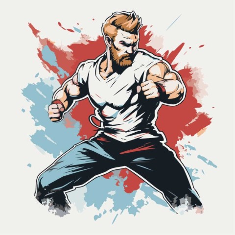 Karate man. Vector illustration of a karate man in action.