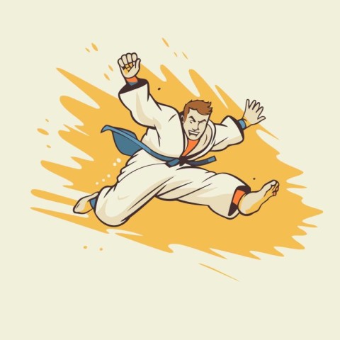 Taekwondo. Vector illustration of a karate man.