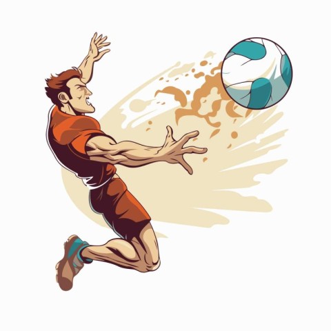 Soccer player kicking the ball. Vector illustration of a soccer