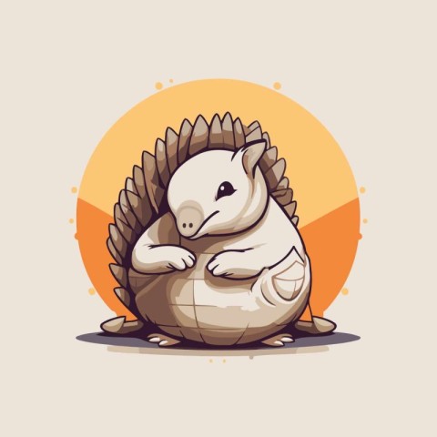 hedgehog sitting on the ground. vector illustration. eps10