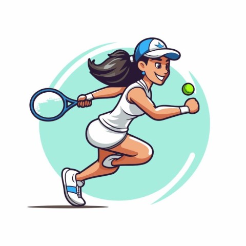 Tennis player. Vector illustration of a young woman playing tenn