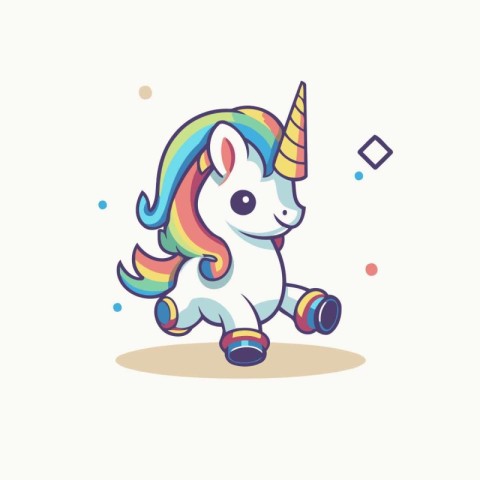 Cute cartoon unicorn. Vector illustration. Isolated on white bac