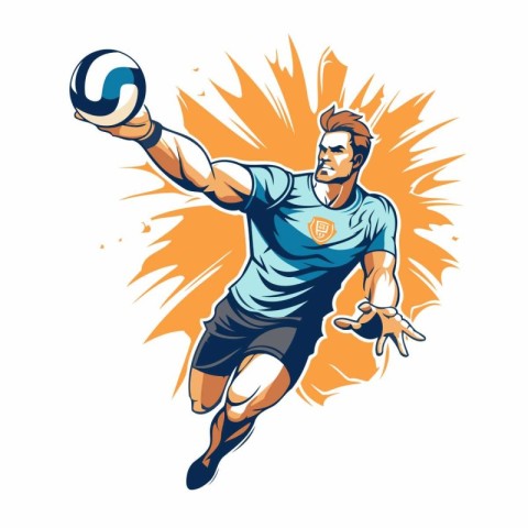 Volleyball player with ball. Vector illustration of a volleyball