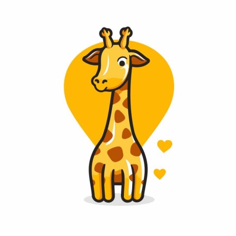 Cute Giraffe with heart. Animal cartoon icon. Vector illustratio