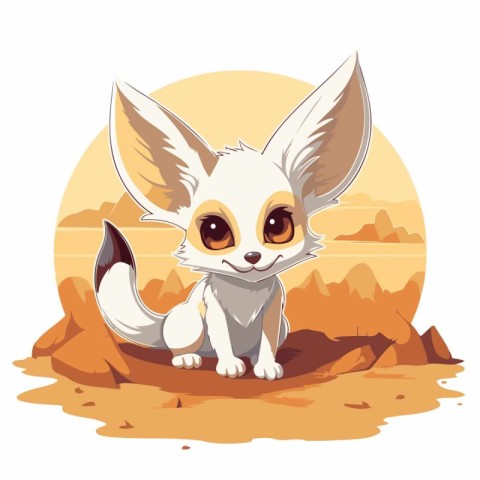 Cute cartoon chihuahua in the desert. Vector illustration