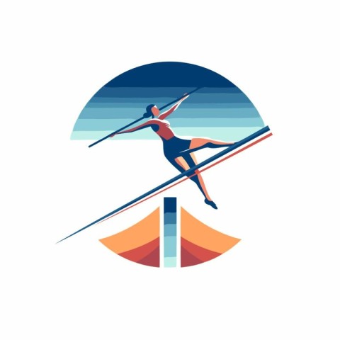 Ski jump logo design template. Skier jumping in the air