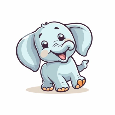 Cute cartoon elephant. Vector illustration isolated on a white b