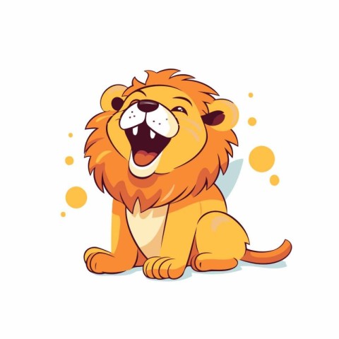 Cute cartoon lion isolated on a white background. Vector illustr