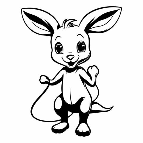 Cute little kangaroo with big ears. Vector illustration.