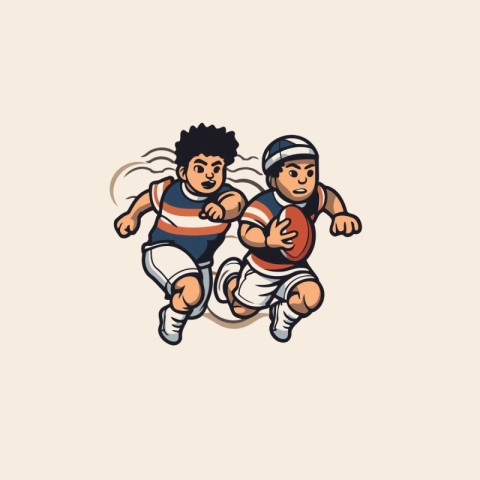 Rugby player with ball. Vector illustration in cartoon style.