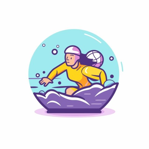 Water polo player vector illustration. Water polo player with ba