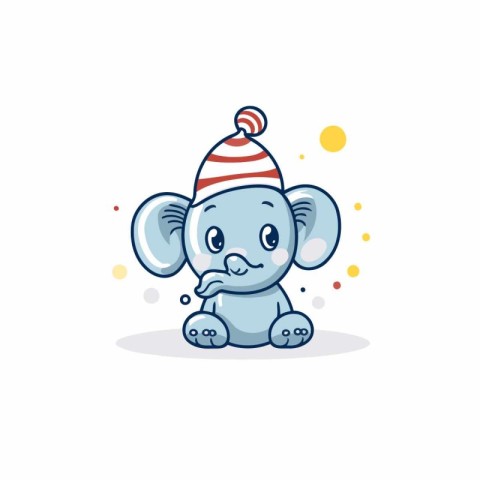 Cute elephant in a hat. Vector illustration in cartoon style.