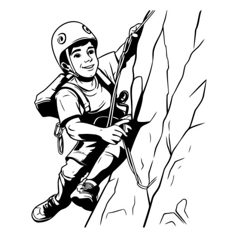 Climber. Vector illustration of a man climbing on a cliff.