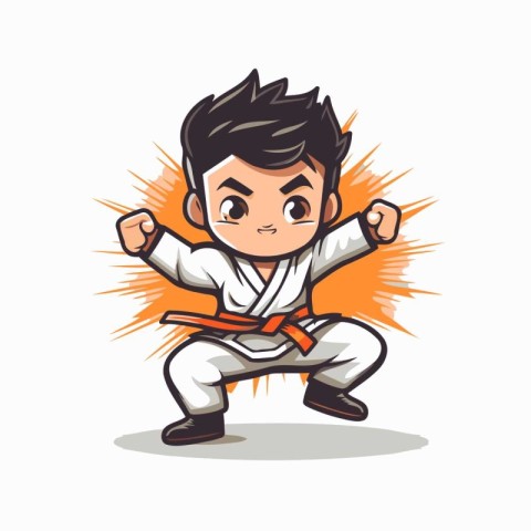 Taekwondo Boy Cartoon Mascot Character Vector Illustration