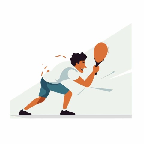 Tennis player in action. Flat style vector illustration isolated