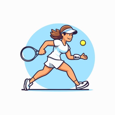 Tennis player. Vector illustration in cartoon style on white bac