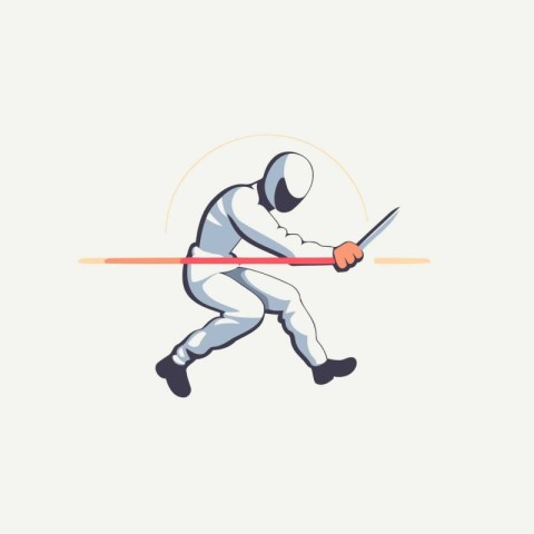 Fencing sport. Vector illustration of a man in fencing costume w