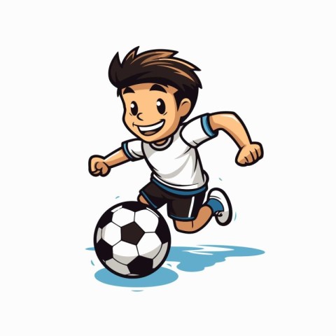 Illustration of a soccer player running with ball on white backg