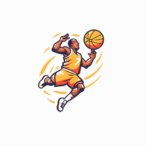 Basketball player with ball. Design element for logo. emblem. si