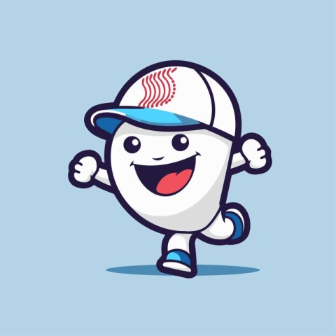 Cricket ball cartoon mascot character vector design. Baseball ba