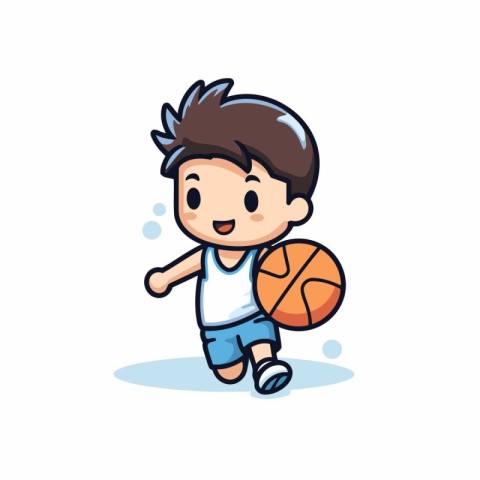 Boy playing basketball. character design. vector illustration ep