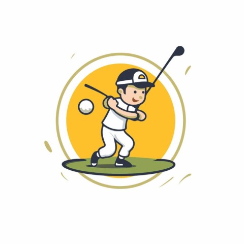 Golfer logo design template. Vector illustration of a golfer pla