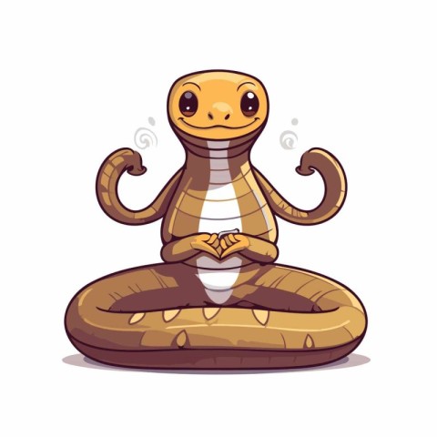 Cute cartoon cobra snake. Vector illustration isolated on white