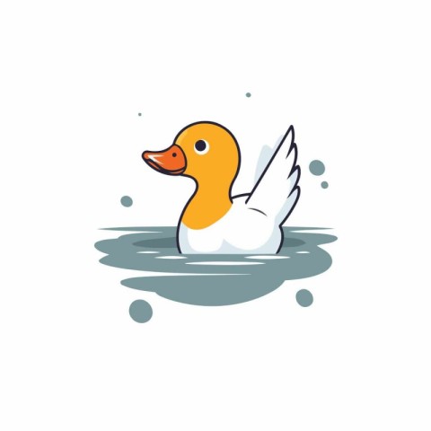 Duck swimming in the water. Vector illustration in flat style.