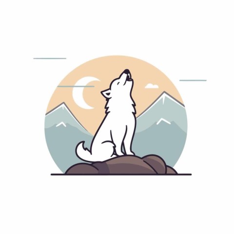 Vector illustration of wolf in flat style on the background of m