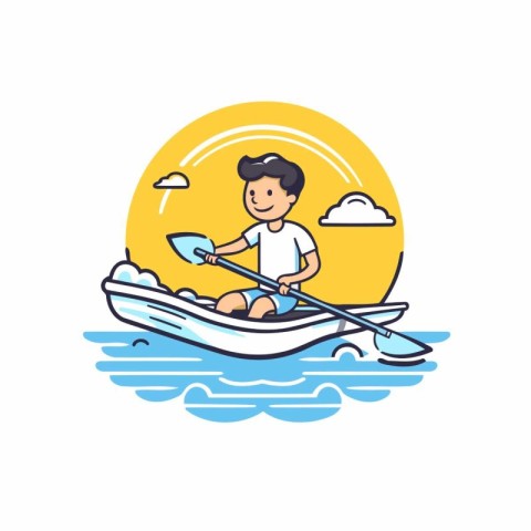 Man in a kayak. Vector illustration on a white background.