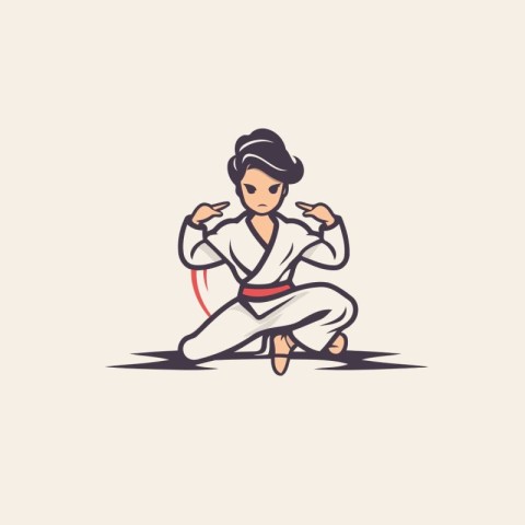 Karate girl in kimono. Martial arts. Vector illustration